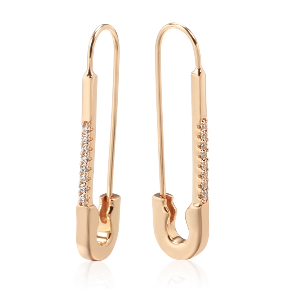 Rose gold paper clip diamond earrings - Picture 6 of 8